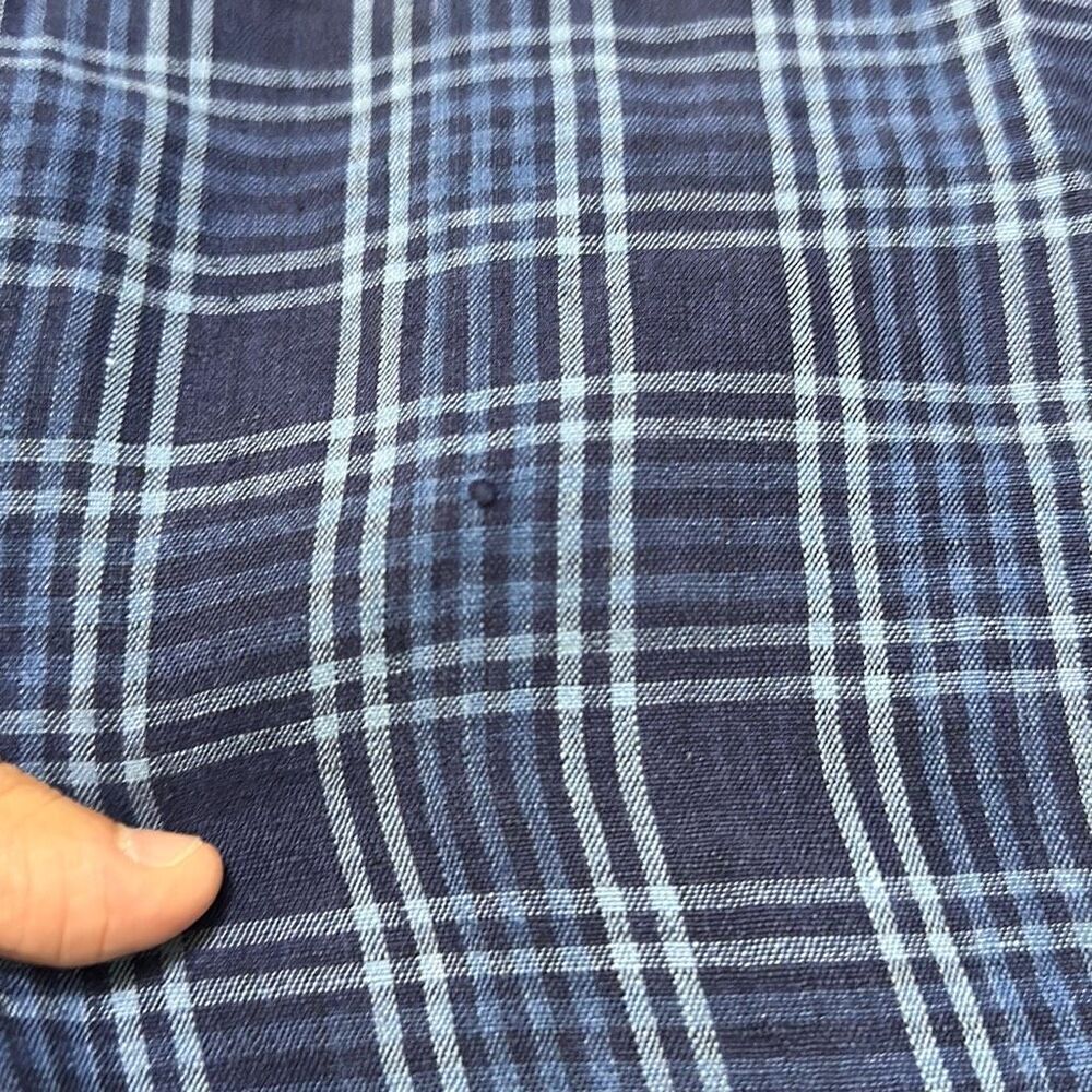 Peter Millar Blue Plaid Button-Up Linen Shirt Men’s Size L - Picture 4 of 9